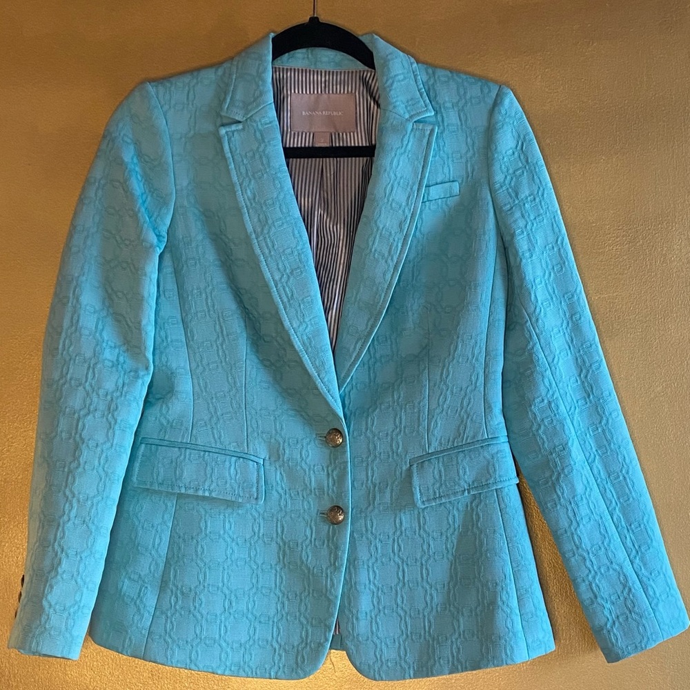 Teal Blazer Lined & Gold Buttons - Banana Republic